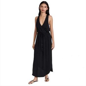 L Space Kenzie Cover Up Maxi Dress Womens Small Black Sleeveless VNeck Racerback
